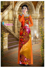 Load image into Gallery viewer, 1 Set - Ao Dai - Traditional Vietnamese Long Dress Collections with Pants - Silk 3D - All Size - Hoa Cuc
