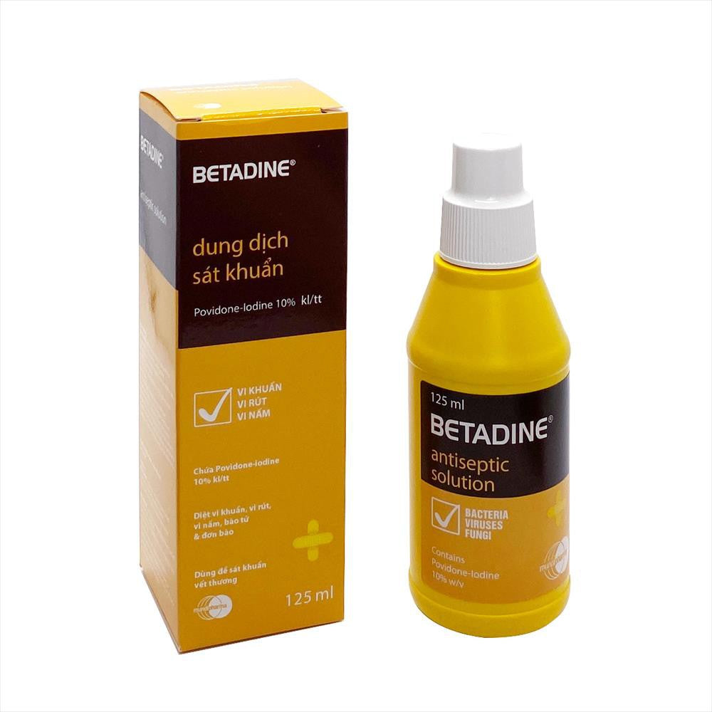 2 Boxs -Betadine Antiseptic Sol 10% (Chai 125ml)