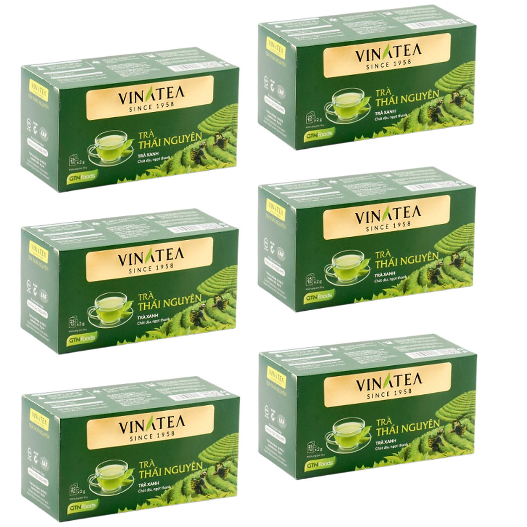 Combo 06 hộp Trà Vinatea - Trà xanh Thái Nguyên Túi Lọc ( 6 hộp*50 g)