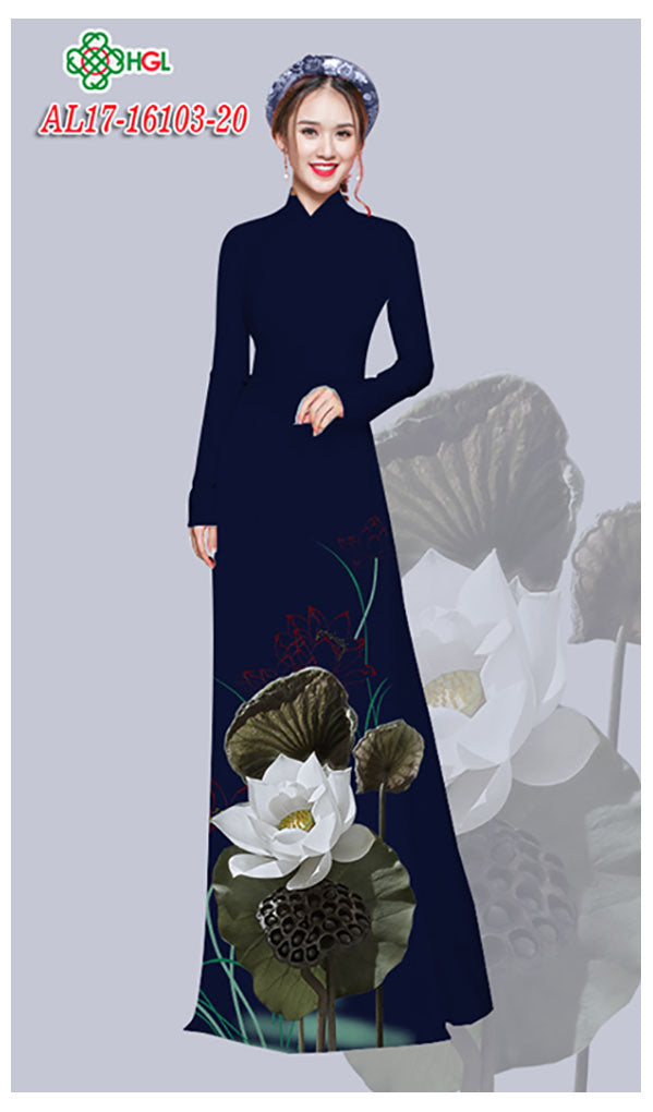 1 Set - Ao Dai - Traditional Vietnamese Long Dress Collections with Pants - Silk 3D - All Size - Hoa Cuc