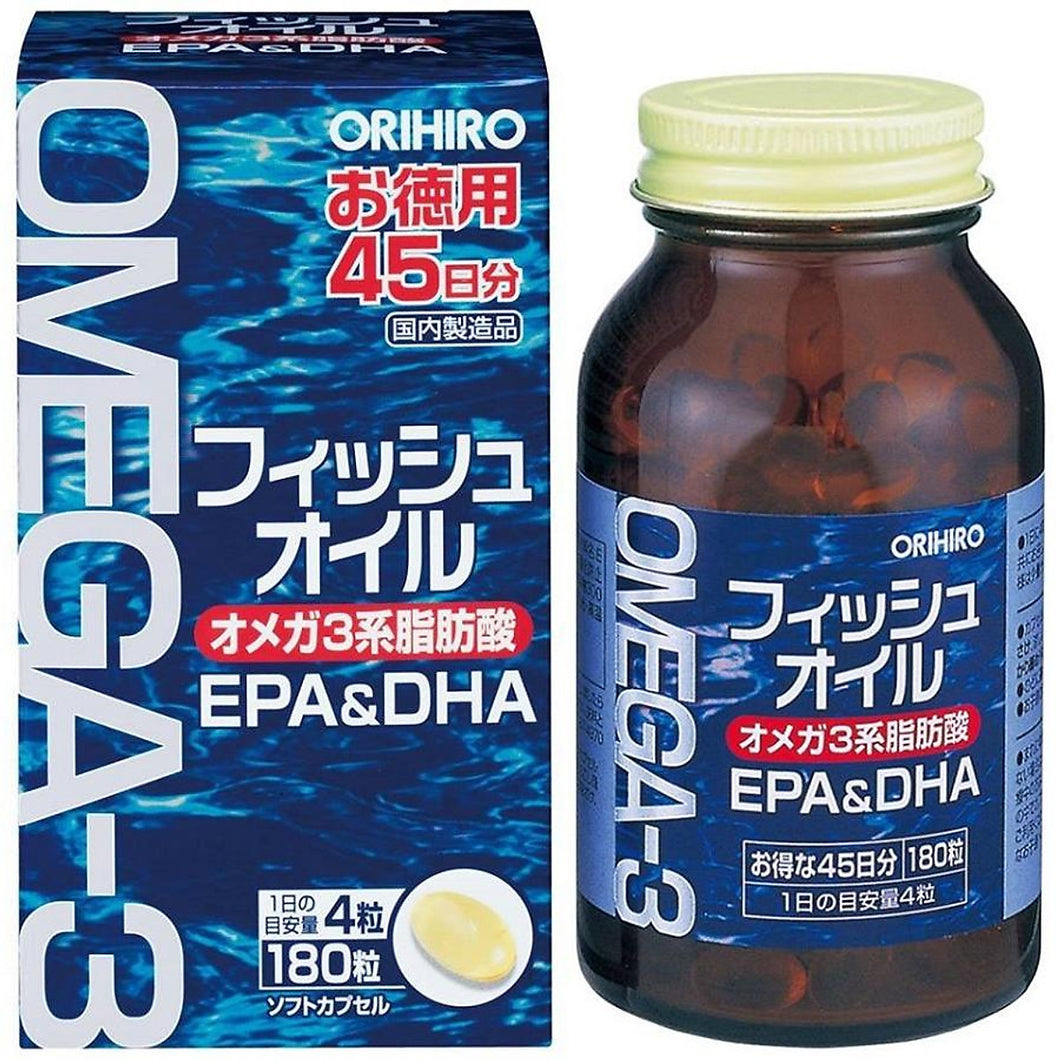 Thực Phẩm Chức Năng Dầu Cá Omega 3 Orihiro Nhật Bản 180 Viên