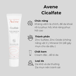 Kem tái tạo hồi phục da Avene Cicalfate Repair Cream (Pháp) - 40ml
