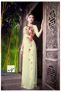 1 Set - Ao Dai - Traditional Vietnamese Long Dress Collections with Pants - Silk 3D - All Size - Hoa Cuc