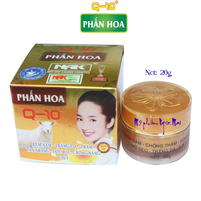 02 Boxs - Kem Nám - Trắng Da - Thâm - Tàn Nhang - Đồi Mồi - Chống Nắng 6 in 1 Q-10 Phấn Hoa (20g)