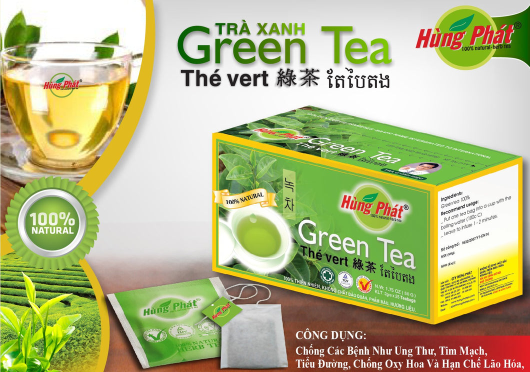 2 Boxs-  Tra Hung Phat - Hung Phat Tea -Trà Xanh - Green Tea