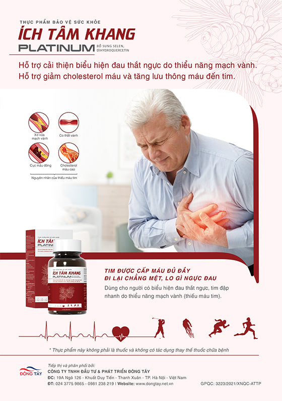 1 Boxs - Ích Tâm Khang Platinum hộp 60 viên hỗ trợ giảm cholesterol máu & tăng lưu thông máu - ATZ