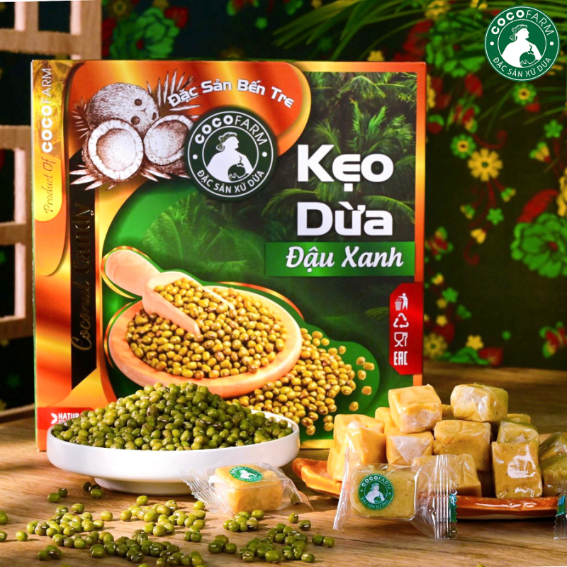 400g Kẹo dừa đậu xanh Cocofarm