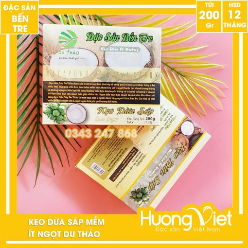 Kẹo Dừa Sáp Ít Đường Du Thảo 200g* 2 Packs