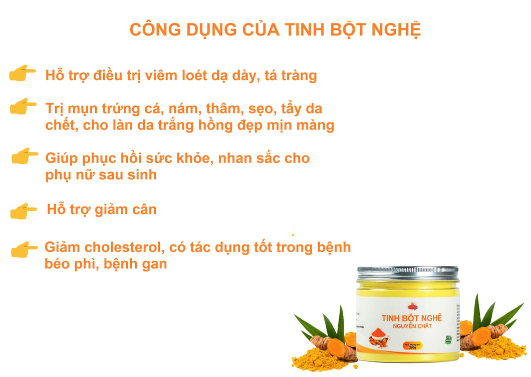 Tinh bột nghệ nguyên chất Vinafruits - 200gram