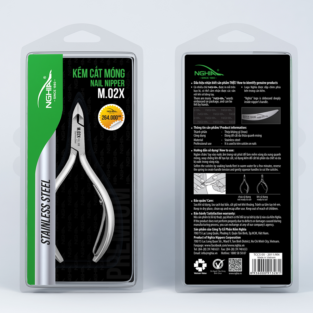 2 PCS - Kềm Chuyên Dụng -  Kềm Nghĩa -  Nghia Cuticle Nippers  M-02X