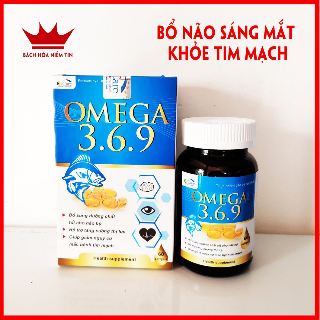 02 Boxs - Viên dầu cá Omega 369 bổ não, sáng mắt, khỏe tim mạch - Hộp 60 viên chuẩn GMP Bộ Y Tế