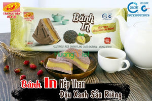 02 Packs *Bánh in nếp than đậu xanh sầu riêng 6 bánh/pack Tân Huê Viên