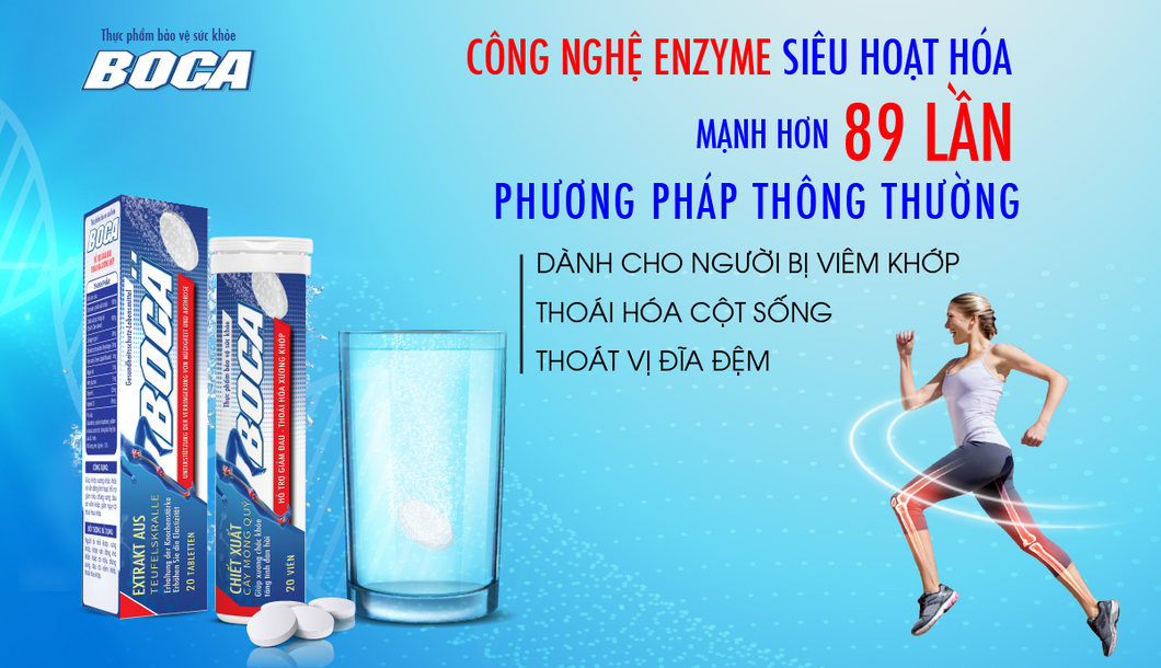 Viên sủi BOCA - Giảm đau nhức xương khớp, thoái hóa khớp, đốt sống cổ 20 viên