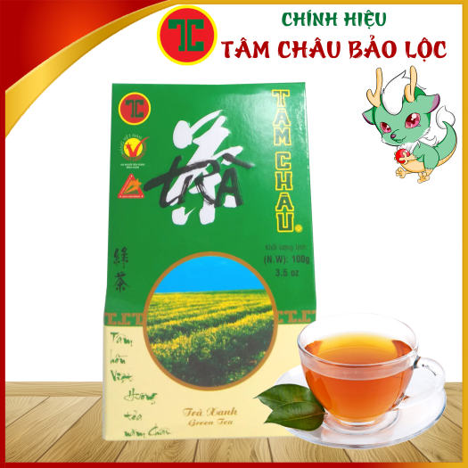 Trà Xanh Tâm Châu - Trà Xanh Hộp Giấy Sang trọng 100G - Chính hiệu TÂM CHÂU BẢO LỘC