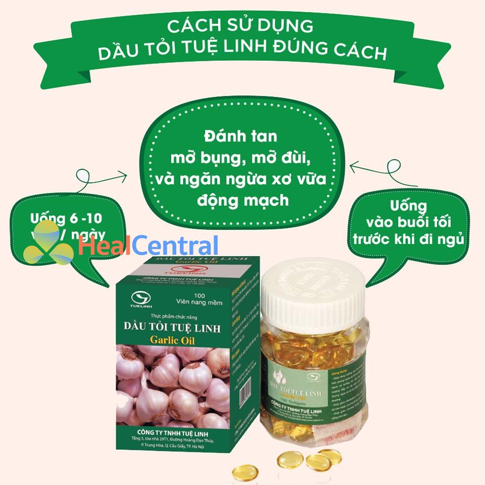 03 Boxes * 100 Tablets - Dau TOI tue Linh - Oil Garlic -Dầu tỏi Tuệ Linh giảm được bao nhiêu Ký mỡ bụng? Cách sử dụng hiệu quả?