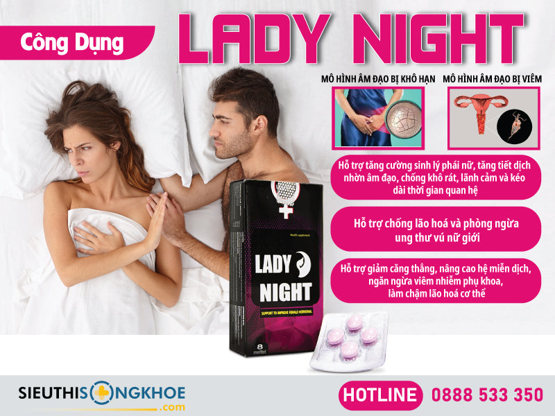 Viên ngậm Lady Night hỗ trợ tăng cường sinh lý cho nữ (8 viên)