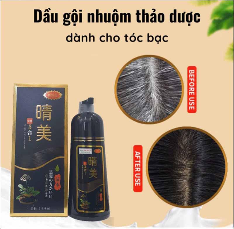 500ml -Dầu gội đen tóc Komi Nhật Bản -Komi Japan Black Hair Shampoo - Color Black - mau Den