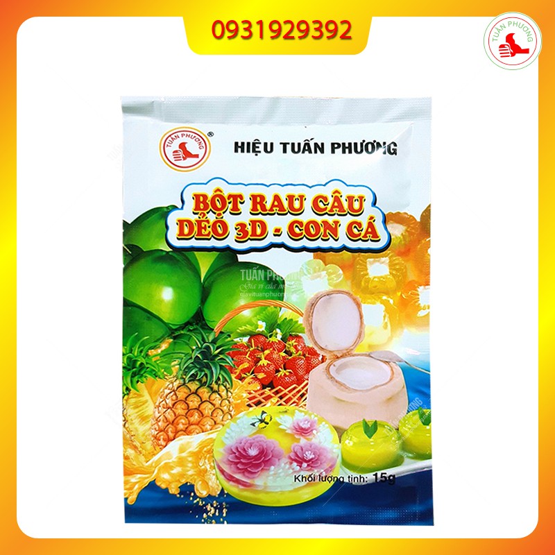 10 packs* Bột Rau Câu Dẻo 3D – Con Cá 15g ( Gói )