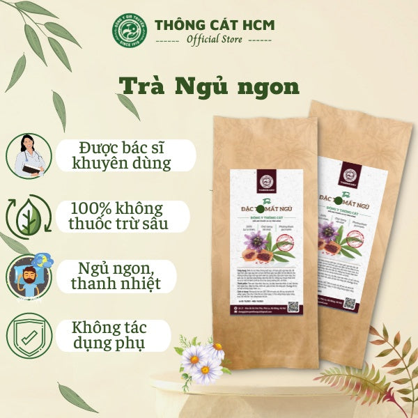 02 packs - Trà mất ngủ ngủ ngon an thần cải thiện tình trạng mất ngủ, khó ngủ, ăn ngủ ngon hơn - Thảo mộc túi lọc Thông Cát HCM