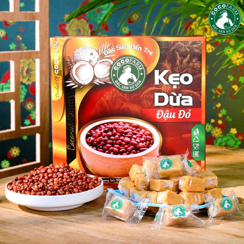 400g Kẹo dừa đậu đỏ Cocofarm