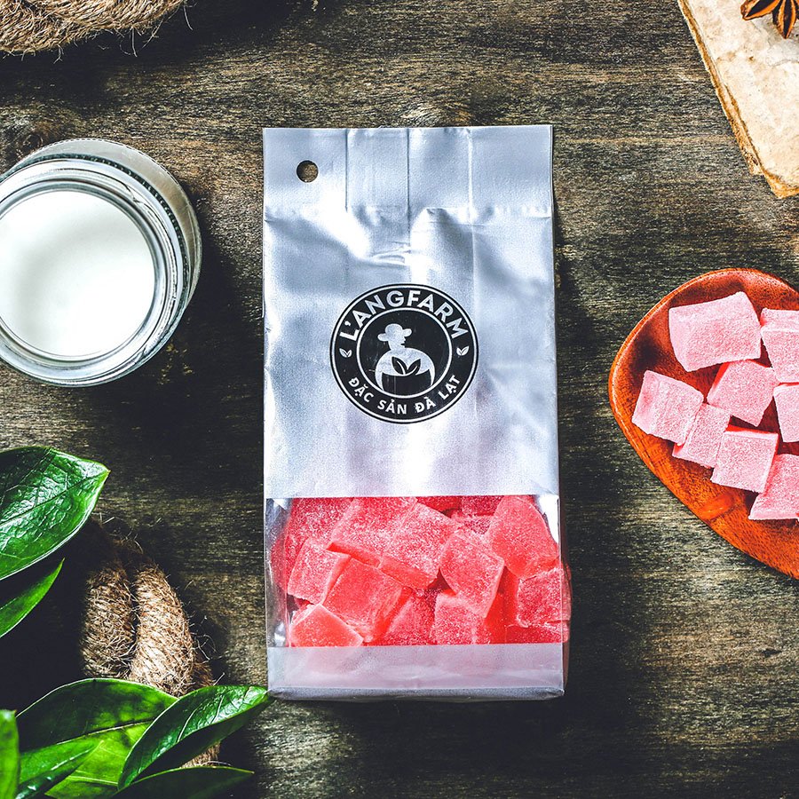 04 Bags - Kẹo hương dâu tây dẻo, 180g, bịch, mẫu bịch bạc
