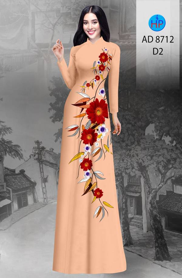 1 Set - Ao Dai - Traditional Vietnamese Long Dress Collections with Pants - Silk 3D - All Size - Hoa Cuc