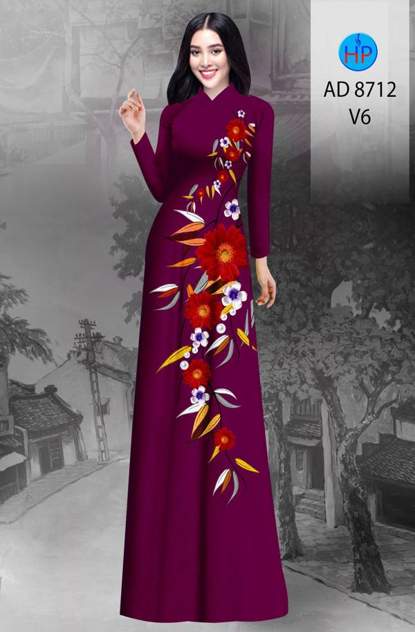 1 Set - Ao Dai - Traditional Vietnamese Long Dress Collections with Pants - Silk 3D - All Size - Hoa Cuc