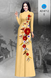 1 Set - Ao Dai - Traditional Vietnamese Long Dress Collections with Pants - Silk 3D - All Size - Hoa Cuc