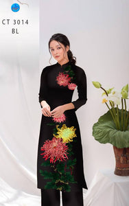 1 Set - Ao Dai - Traditional Vietnamese Long Dress Collections with Pants - Silk 3D - All Size - Hoa Cuc