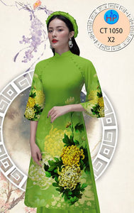 1 Set - Ao Dai - Traditional Vietnamese Long Dress Collections with Pants - Silk 3D - All Size - Hoa Cuc
