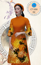 Load image into Gallery viewer, 1 Set - Ao Dai - Traditional Vietnamese Long Dress Collections with Pants - Silk 3D - All Size - Hoa Cuc
