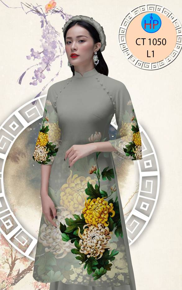 1 Set - Ao Dai - Traditional Vietnamese Long Dress Collections with Pants - Silk 3D - All Size - Hoa Cuc