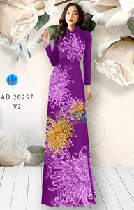 1 Set - Ao Dai - Traditional Vietnamese Long Dress Collections with Pants - Silk 3D - All Size - Hoa Cuc
