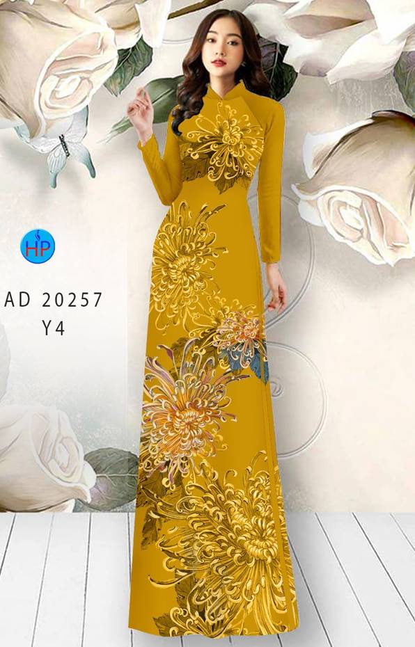 1 Set - Ao Dai - Traditional Vietnamese Long Dress Collections with Pants - Silk 3D - All Size - Hoa Cuc