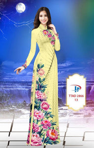 1 Set - Ao Dai - Traditional Vietnamese Long Dress Collections with Pants - Silk 3D - All Size - Hoa Cuc