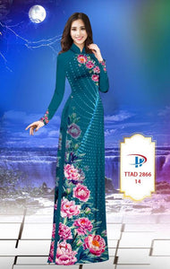 1 Set - Ao Dai - Traditional Vietnamese Long Dress Collections with Pants - Silk 3D - All Size - Hoa Cuc