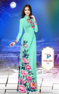1 Set - Ao Dai - Traditional Vietnamese Long Dress Collections with Pants - Silk 3D - All Size - Hoa Cuc