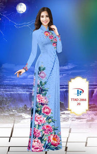 1 Set - Ao Dai - Traditional Vietnamese Long Dress Collections with Pants - Silk 3D - All Size - Hoa Cuc