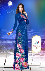 1 Set - Ao Dai - Traditional Vietnamese Long Dress Collections with Pants - Silk 3D - All Size - Hoa Cuc