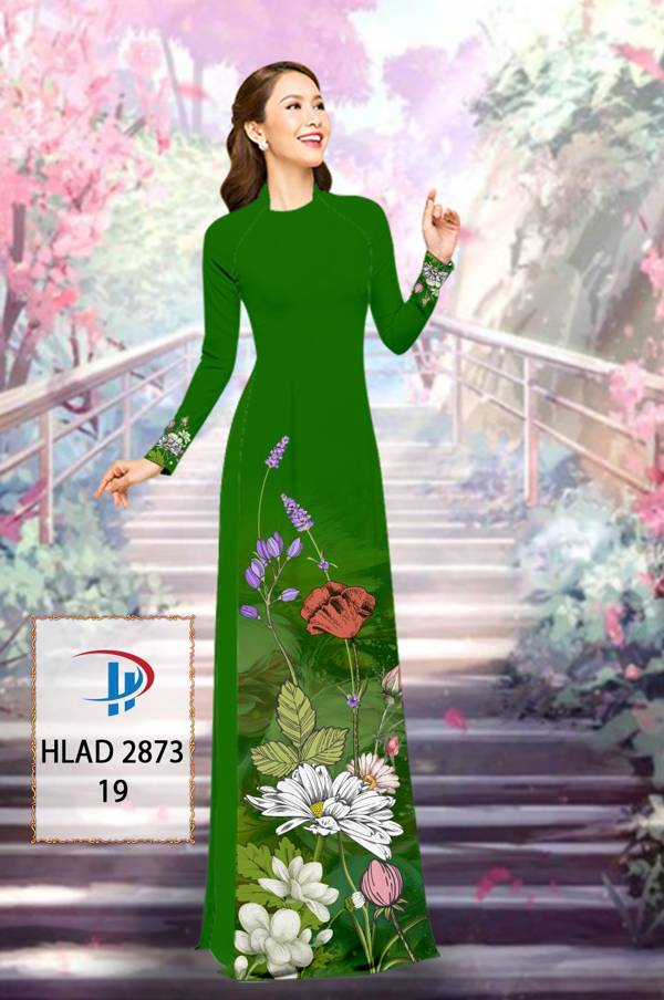 1 Set - Ao Dai - Traditional Vietnamese Long Dress Collections with Pants - Silk 3D - All Size - Hoa Cuc