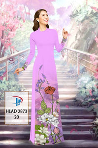 1 Set - Ao Dai - Traditional Vietnamese Long Dress Collections with Pants - Silk 3D - All Size - Hoa Cuc