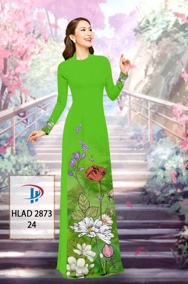 1 Set - Ao Dai - Traditional Vietnamese Long Dress Collections with Pants - Silk 3D - All Size - Hoa Cuc