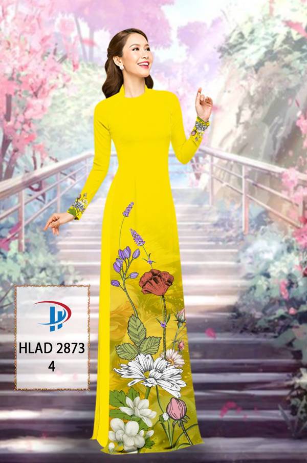 1 Set - Ao Dai - Traditional Vietnamese Long Dress Collections with Pants - Silk 3D - All Size - Hoa Cuc