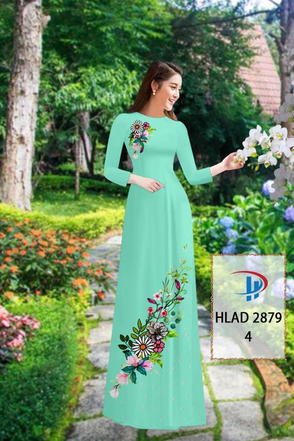 1 Set - Ao Dai - Traditional Vietnamese Long Dress Collections with Pants - Silk 3D - All Size - Hoa Cuc