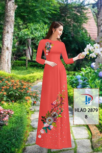 Set - Ao Dai - Traditional Vietnamese Long Dress Collections with Pants - Silk 3D - All Size - Hoa Cuc