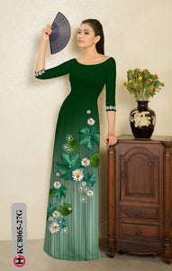 1 Set - Ao Dai - Traditional Vietnamese Long Dress Collections with Pants - Silk 3D - All Size - Hoa Cuc