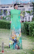Load image into Gallery viewer, 1 Set - Ao Dai - Traditional Vietnamese Long Dress Collections with Pants - Silk 3D - All Size - Hoa Cuc
