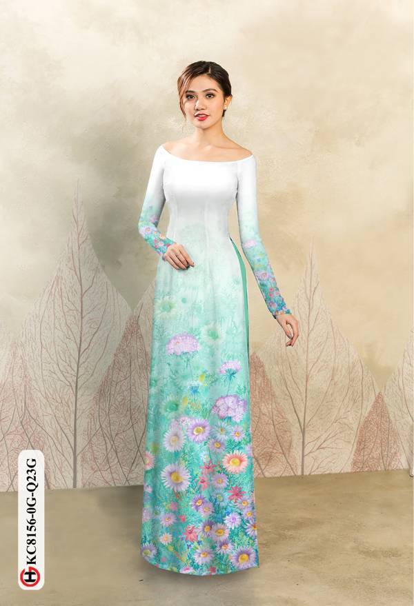 1 Set - Ao Dai - Traditional Vietnamese Long Dress Collections with Pants - Silk 3D - All Size - Hoa Cuc
