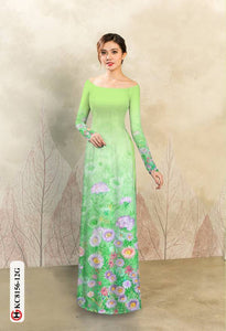 1 Set - Ao Dai - Traditional Vietnamese Long Dress Collections with Pants - Silk 3D - All Size - Hoa Cuc