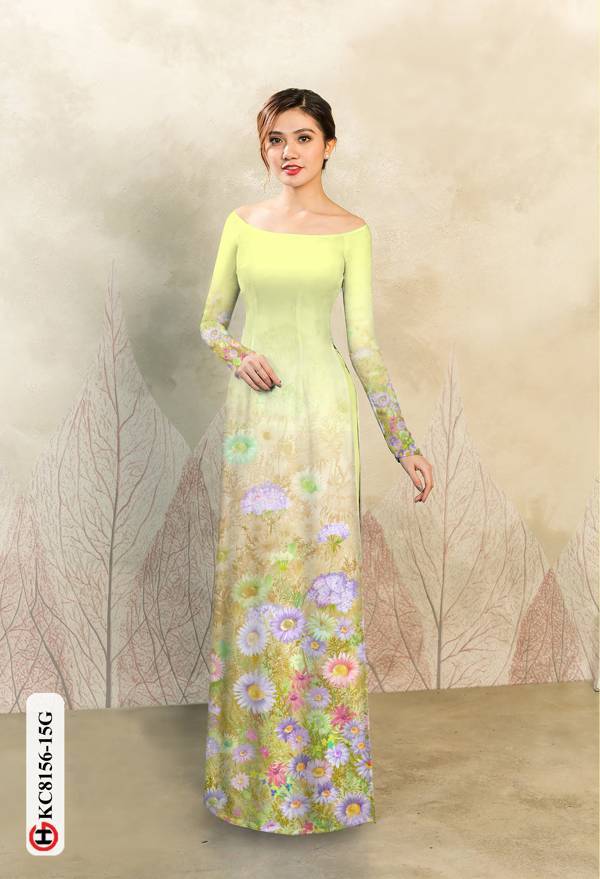 1 Set - Ao Dai - Traditional Vietnamese Long Dress Collections with Pants - Silk 3D - All Size - Hoa Cuc